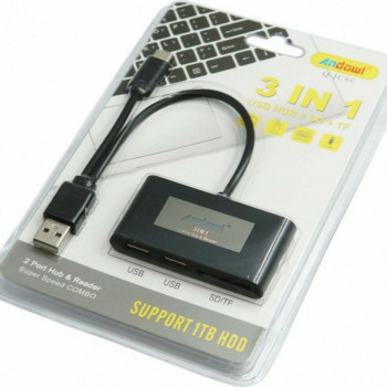 Andowl Q-JC86 USB 2.0 Hub 3 Θυρών με Σύνδεση USB-A - Χρώμα: Μαύρο