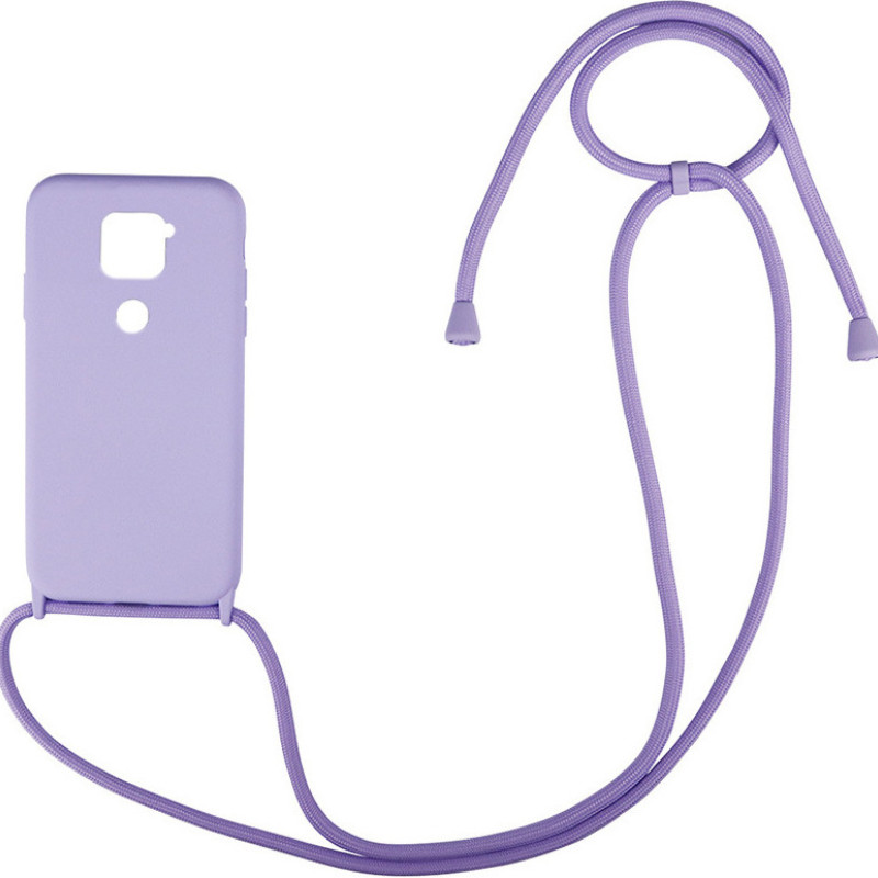 Θήκη Σιλικόνης με Λουράκι για Xiaomi Redmi Note 9 - Χρώμα: Λιλά