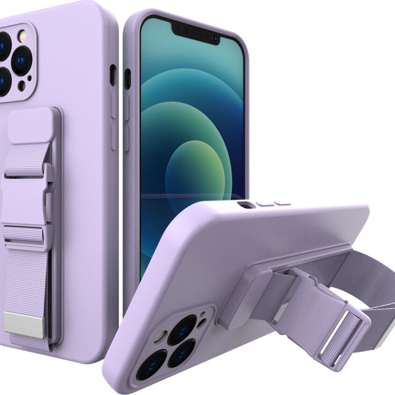 Θήκη Σιλικόνης Πλάτης με Ζώνη για iPhone 12 Pro Max - Χρώμα: Λιλά