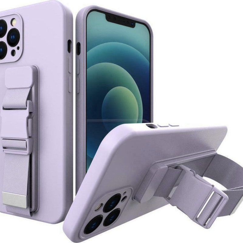 Θήκη Σιλικόνης Πλάτης με Ζώνη για iPhone 11 Pro Max - Χρώμα: Λιλά