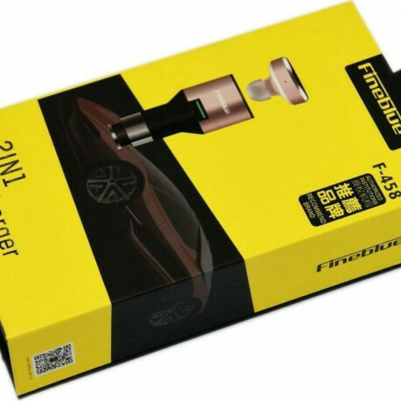 Fineblue F-458 Φορτιστής Αυτοκινήτου Συνολικής Έντασης 2.4A με μία Θύρα USB και Ακουστικά Bluetooth Χρώμα: Χρυσό Ρόζ