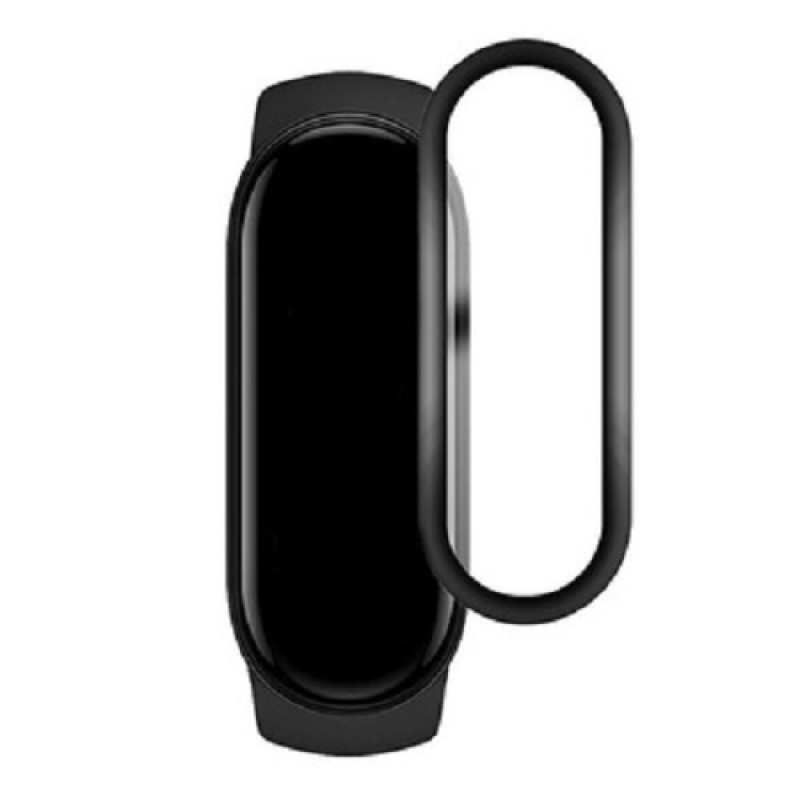 Full Cover Full Glue Tζαμάκι Προστασίας Οθόνης Ρολογίου για Xiaomi Mi Band 6 - Χρώμα: Μαύρο