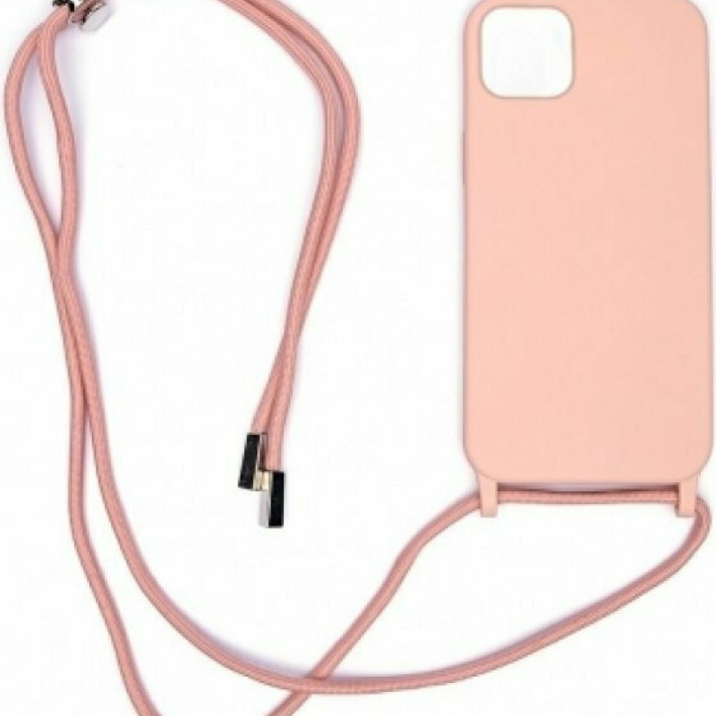 Θήκη Σιλικόνης Πλάτης με Λουράκι για Xiaomi Poco M5 - Χρώμα: Ροζ