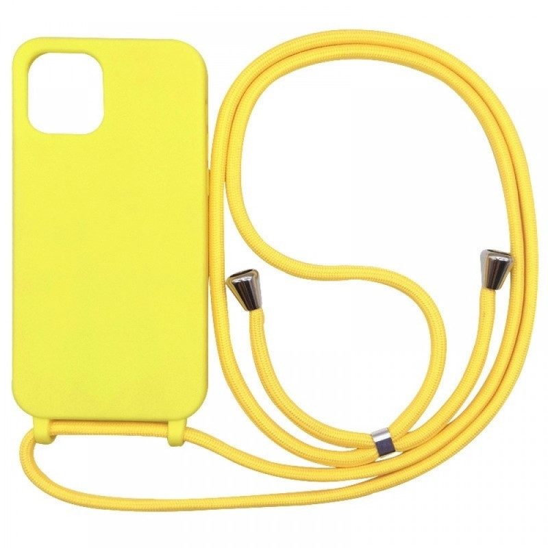 Θήκη Σιλικόνης με Λουράκι για Apple iPhone 13 Pro Max - Χρώμα: Κίτρινο