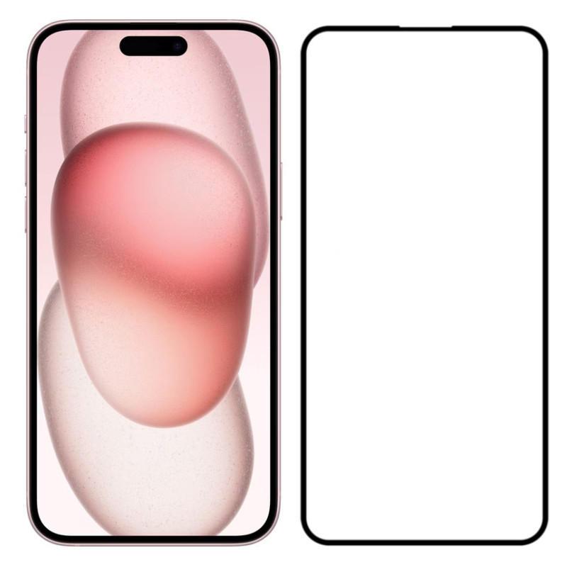 Προστασία Οθόνης Full Glass Full Glue Tempered Glass για iPhone 15 - Χρώμα: Μαύρο