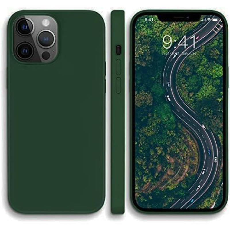 Θήκη Πλάτης Σιλικόνης Soft για Apple iPhone 15 Pro - Χρώμα: Πράσινο Σκούρο