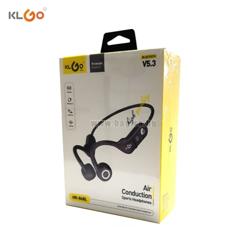 KLGO HK-86BL Ασύρματα Air Conduction Bluetooth V5.3 Ακουστικά με Ακύρωση Θορύβου - Χρώμα: Μαύρο
