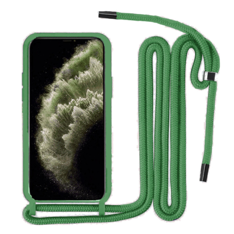 Θήκη Πλάτης Σιλικόνης με Λουράκι για Xiaomi Redmi Note 11 5G/Poco M4 Pro 5G/Redmi Note 11T 5G - Χρώμα: Σκούρο Πράσινο