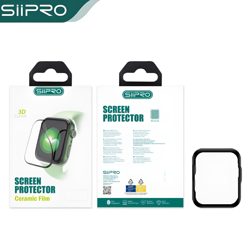 SiiPro Τζαμάκι Προστασίας Full Face Tempered Glass 9H για Apple Watch 44mm - Χρώμα: Μαύρο