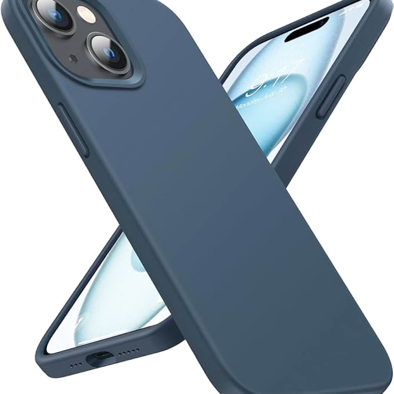 Θήκη Πλάτης Σιλικόνης Απλή για Apple iPhone 15 Plus - Χρώμα: Σκούρο Μπλέ