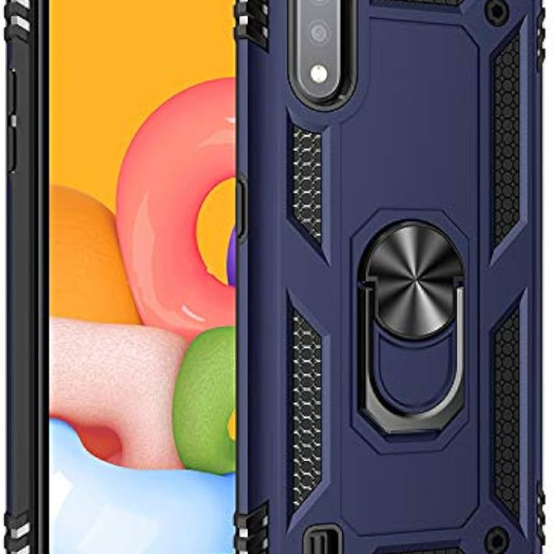 Σκληρή Θήκη Πλάτης Armor με Βάση Στήριξης για Samsung Galaxy A01 - Χρώμα: Σκούρο Μπλέ