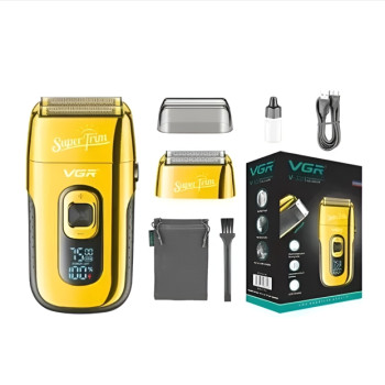 VGR V-332 Super Trim Foil Επαναφορτιζόμενη Ξυριστική Μηχανή Προσώπου - Χρώμα: Χρυσό