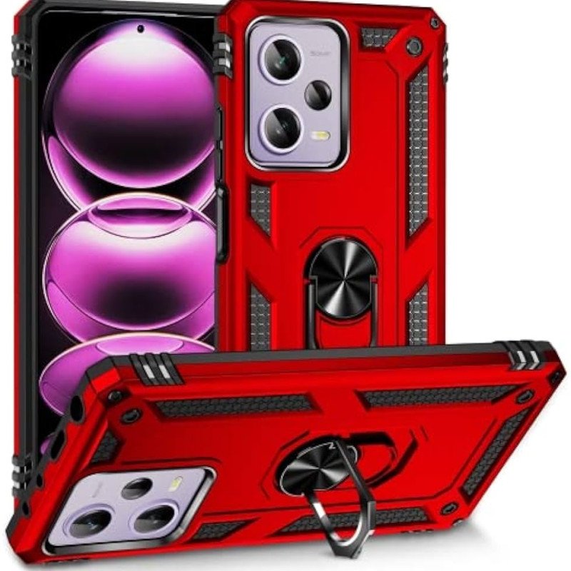 Σκληρή Θήκη Πλάτης Armor με Βάση Στήριξης για Xiaomi Redmi Note 12 Pro 5G/Poco X5 Pro - Χρώμα: Κόκκινο