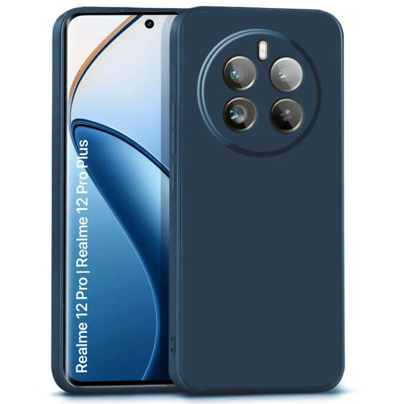 Θήκη Πλάτης Σιλικόνης Απλή για Realme 12 Plus 5G - Χρώμα: Σκούρο Μπλε