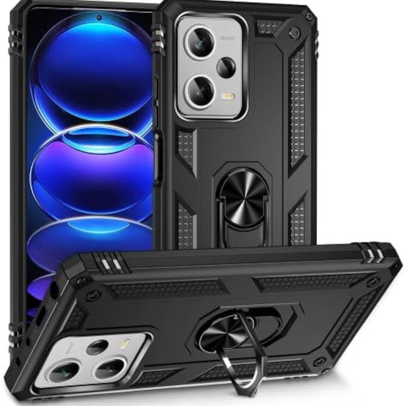 Σκληρή Θήκη Πλάτης Armor με Βάση Στήριξης για Xiaomi Redmi Note 12 Pro 5G/Poco X5 Pro - Χρώμα: Μαύρο