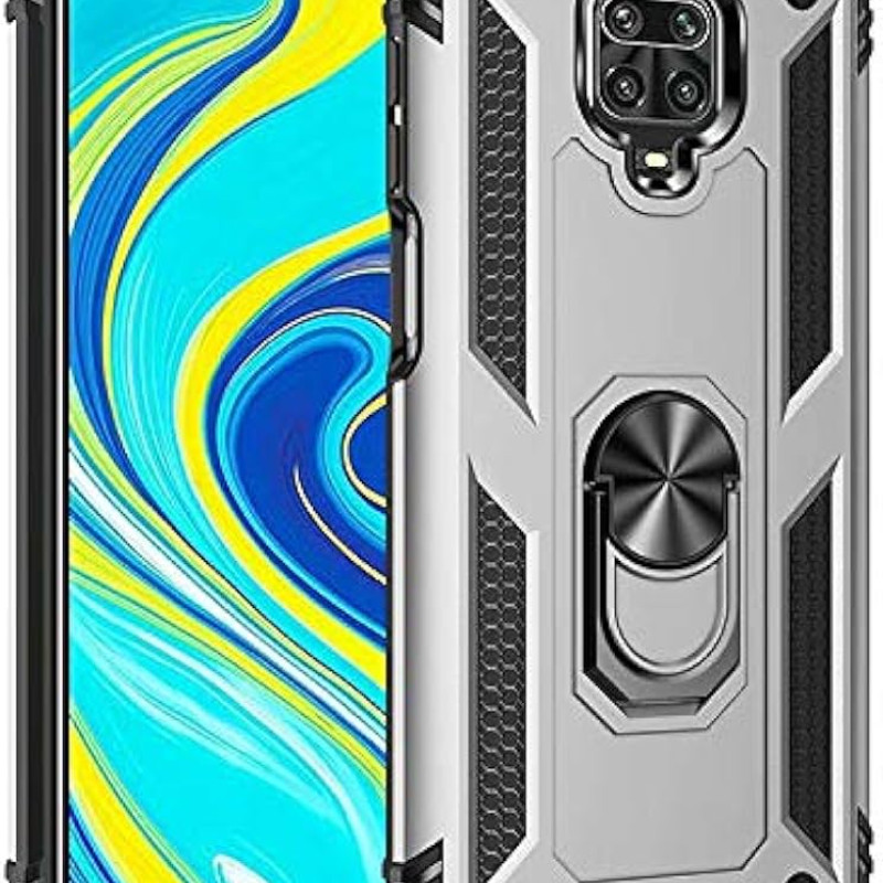 Σκληρή Θήκη Πλάτης Armor με Βάση Στήριξης για Xiaomi Redmi 9 - Χρώμα: Ασημί