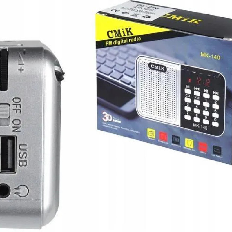 CMiK MK-140 Μίνι Επαναφορτιζόμενο Ραδιοφωνάκι με USB - Χρώμα: Ασημί