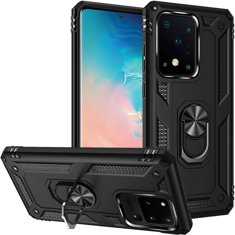 Σκληρή Θήκη Πλάτης Armor με Βάση Στήριξης για Samsung Galaxy S20 Ultra - Χρώμα: Μαύρο