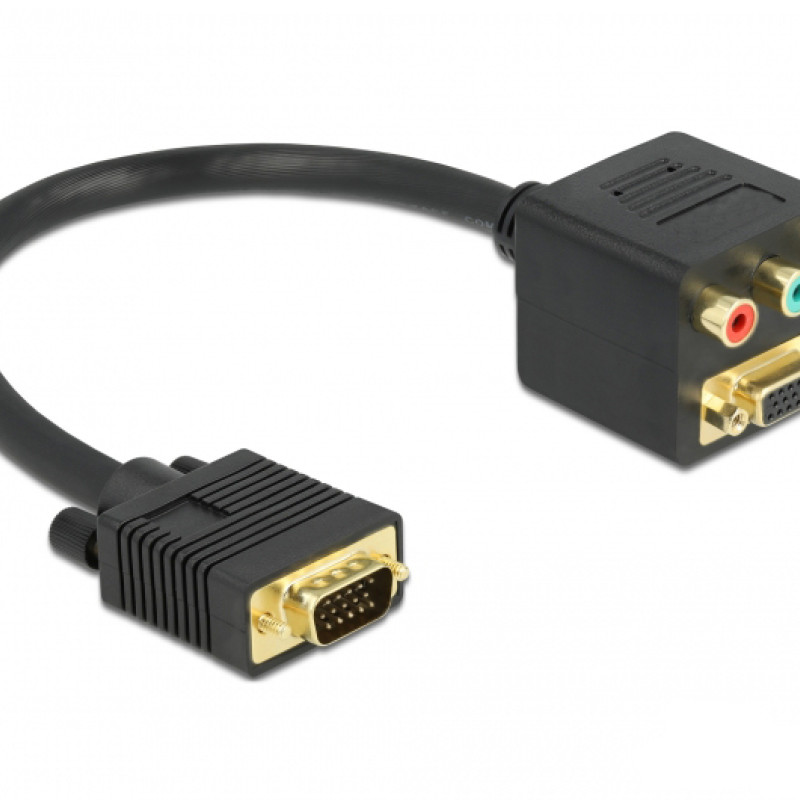 Καλώδιο Μετατροπέας VGA Male σε VGA + 3x RCA Female 10cm 99006 - Χρώμα: Μαύρο