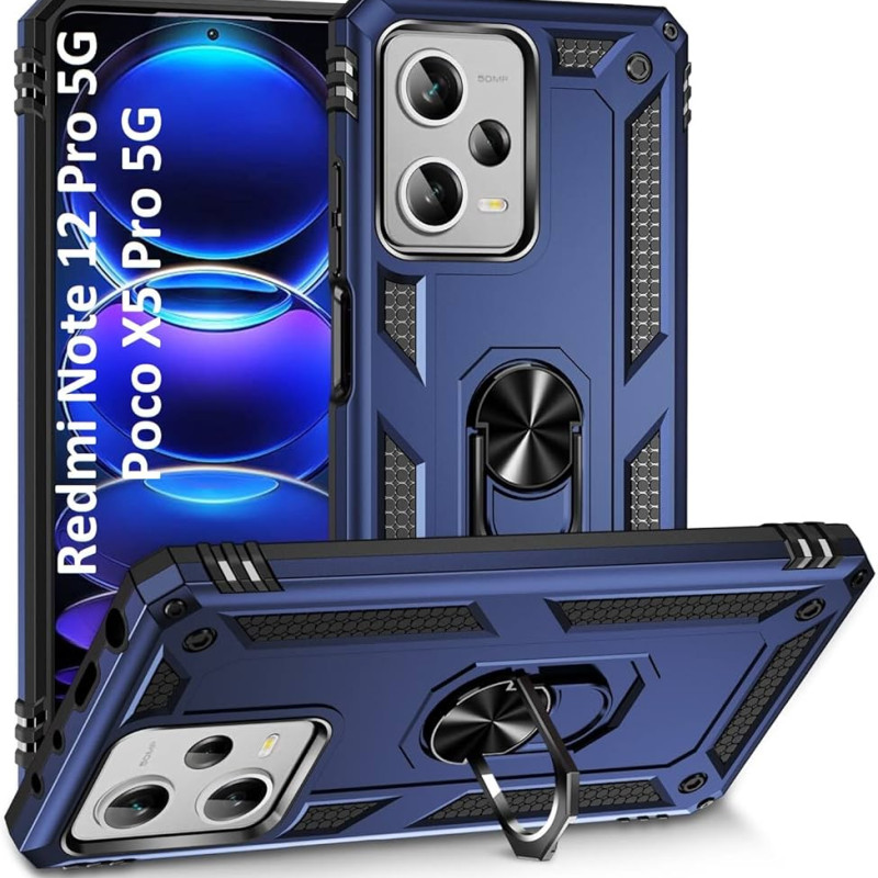 Σκληρή Θήκη Πλάτης Armor με Βάση Στήριξης για Xiaomi Redmi Note 12 Pro 5G / Poco X5 Pro - Χρώμα: Σκούρο Μπλέ