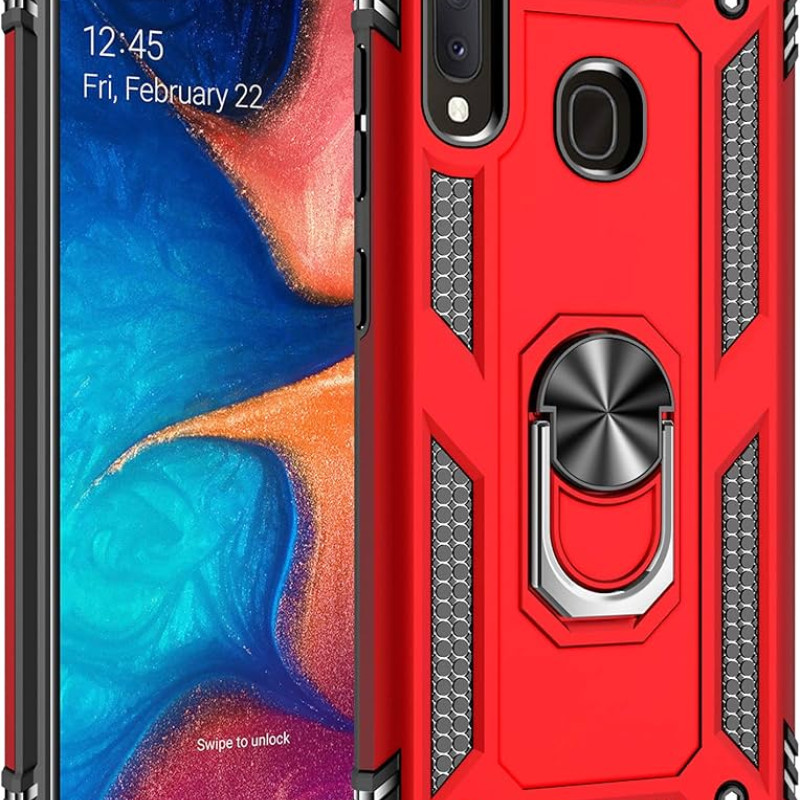 Σκληρή Θήκη Πλάτης Armor με Βάση Στήριξης για Samsung Galaxy A20E - Χρώμα: Κόκκινο