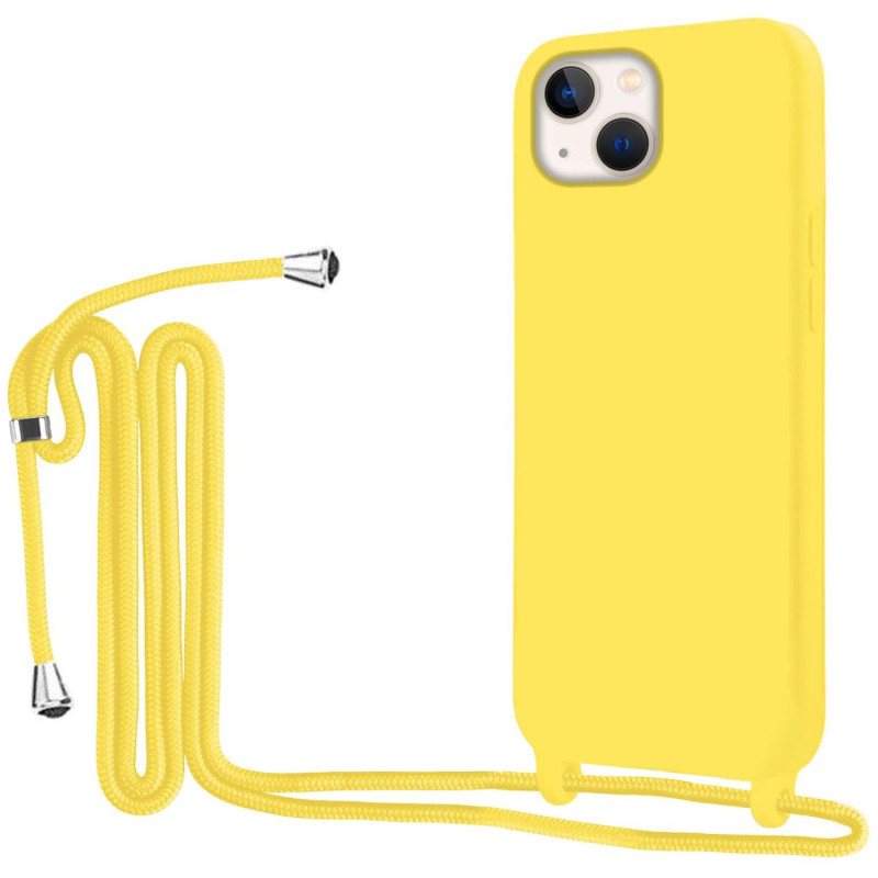Θήκη Σιλικόνης με Λουράκι για iPhone 15 Plus - Χρώμα: Κίτρινο