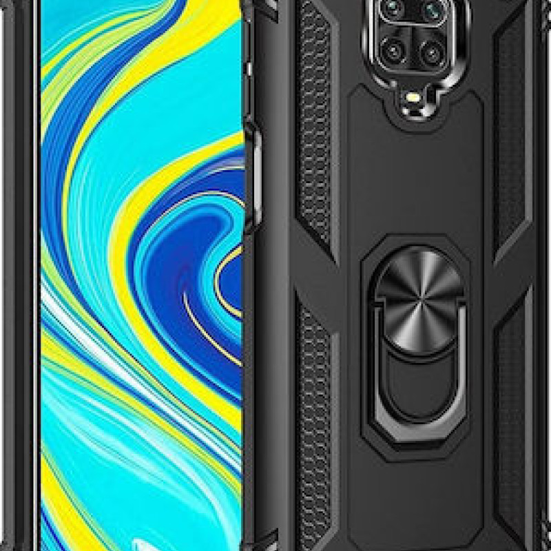 Σκληρή Θήκη Πλάτης Armor με Βάση Στήριξης για Xiaomi Redmi 9 - Χρώμα: Μαύρο