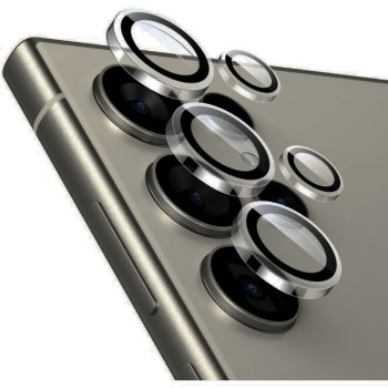 Tζαμάκι Προστασίας Πίσω Κάμερας με Μεταλλικό Πλαίσιο για Samsung Galaxy S24 Ultra - Χρώμα: Γκρί