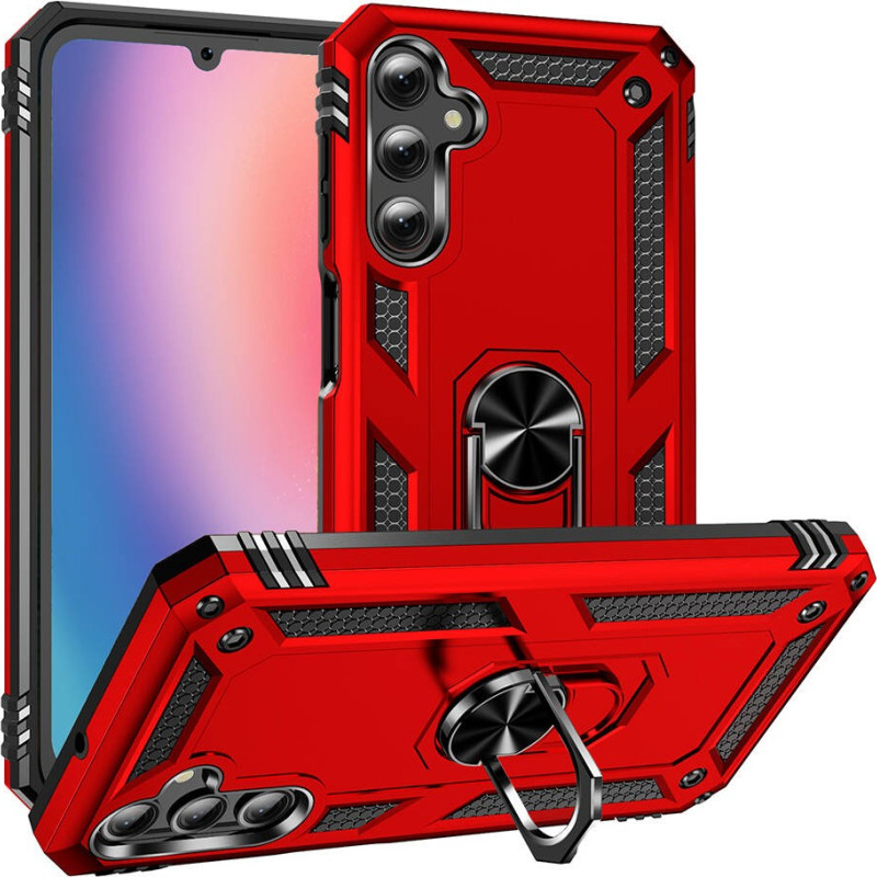 Σκληρή Θήκη Πλάτης Armor με Βάση Στήριξης για Samsung Galaxy A25 - Χρώμα: Κόκκινο