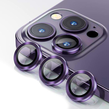 Full Glue Tζαμάκι Προστασίας Πίσω Κάμερας με Μεταλλικό Πλαίσιο για Apple iPhone 14/14 Plus - Χρώμα: Λιλά