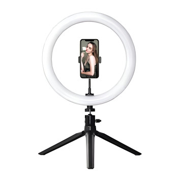 LED Ring Light με Τρίποδο και Βάση για Κινητό 8'' & Διάμετρο 26cm (USB) - Χρώμα: Μαύρο