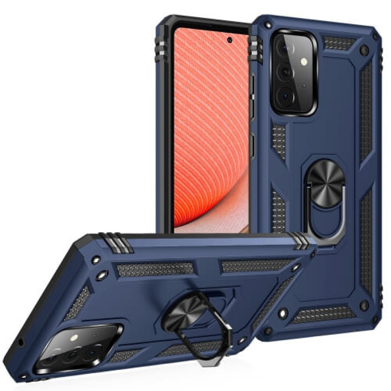 Σκληρή Θήκη Πλάτης Armor με Βάση Στήριξης για Samsung Galaxy A52 - Χρώμα: Σκούρο Μπλε