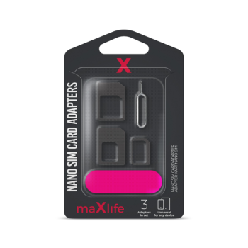 MaXlife Nano SIM Card Adapters Σετ 3τμχ με Εργαλείο Εξαγωγής SIM OEM001641 - Χρώμα: Μαύρο