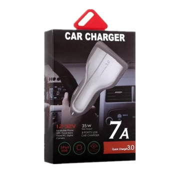 3 Port High-Speed 7A 35W USB Car Charger SY-KC368 - Color: White
