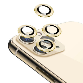 Full Glue Tζαμάκι Προστασίας Πίσω Κάμερας με Μεταλλικό Πλαίσιο για Apple iPhone 11 Pro/11 Pro Max/12 Pro - Χρώμα: Ρόζ Χρυσό