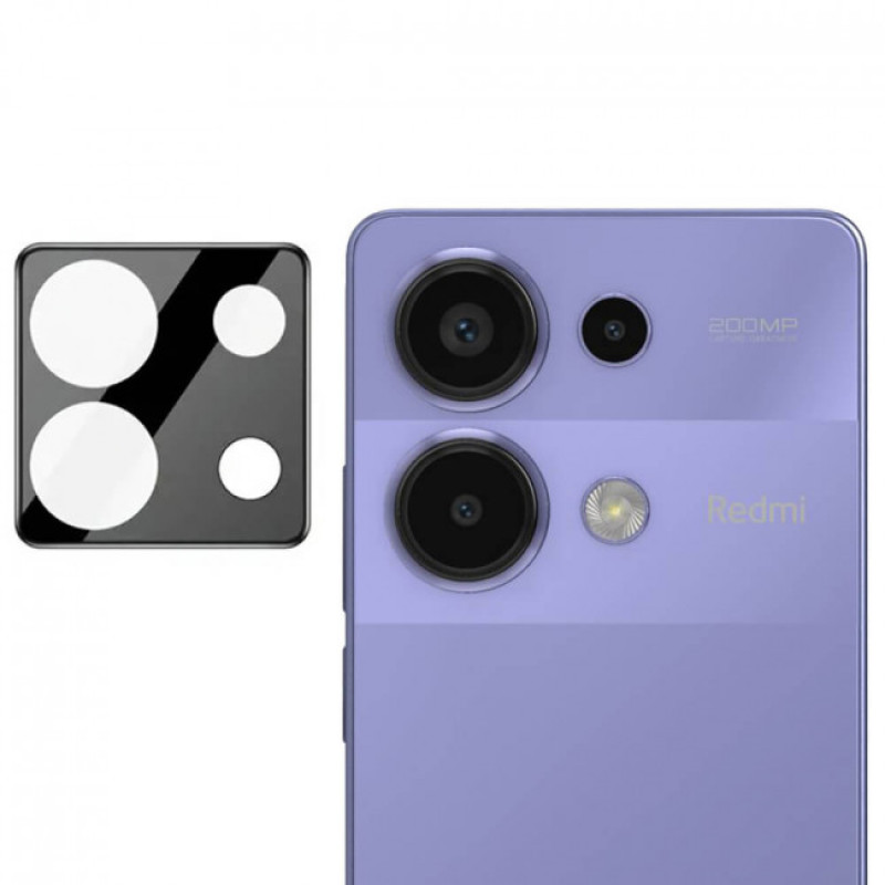 Full Cover Full Glue Tζαμάκι Προστασίας Πίσω Κάμερας για για Xiaomi Redmi Note 13 5G - Χρώμα: Μαύρο
