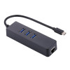 Αντάπτορας USB 3.0 Type-C HUB 3 Port με RJ45 Gigabit Ethernet - Χρώμα: Μαύρο