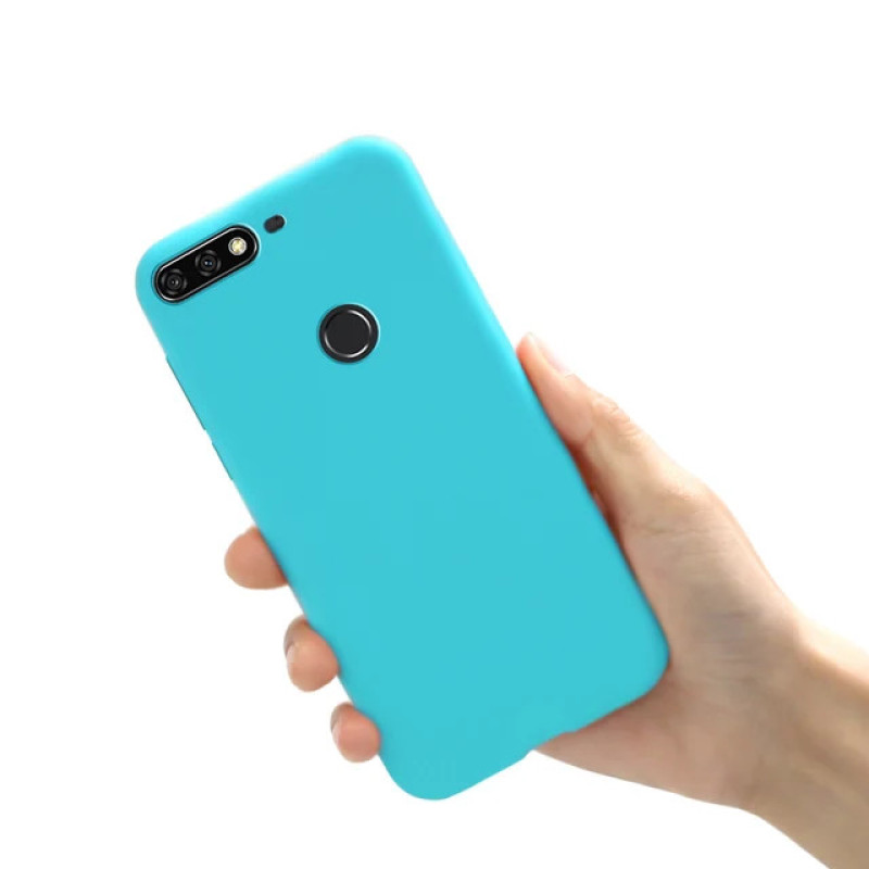 Θήκη Πλάτης Σιλικόνης Απλή για Huawei Y7 2018 - Χρώμα: Γαλάζιο