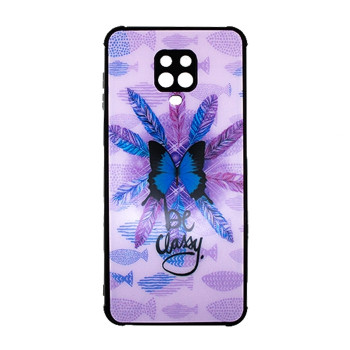Θήκη Πλάτης Πλαστική με Σχέδιο για Xiaomi Redmi Note 9S / 9 Pro - Χρώμα: Μωβ με Πεταλούδα