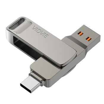 VIDVIE 128GB Data Traveler USB 2in1 Flash Disk με Σύνδεση USB-A & Type-C (USB2604) - Χρώμα: Ασημί