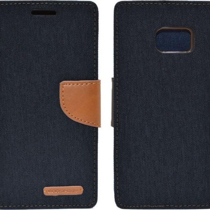 Θήκη Βιβλίο Goospery Canvas Diary με Κλίπ για Samsung Galaxy S9 - Χρώμα: Σκούρο Μπλε / Καφέ