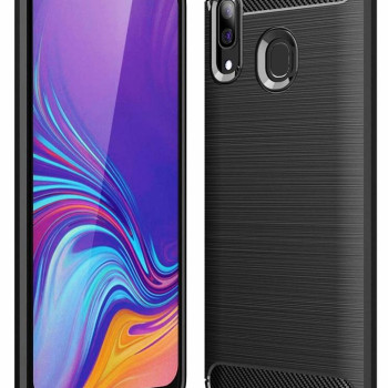 Θήκη Πλάτης Σιλικόνης Carbon για Samsung Galaxy A20/A30 - Χρώμα: Μαύρο