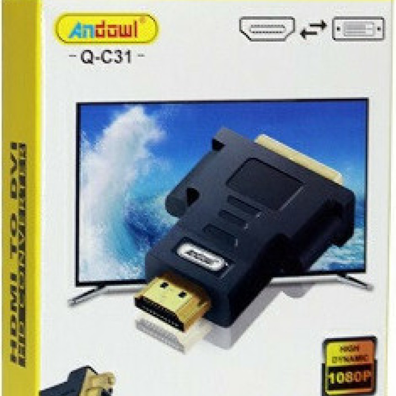 Andowl Q-C31 Μετατροπέας HDMI Male σε DVI-I Female 1 Τεμάχιο - Χρώμα: Μαύρο