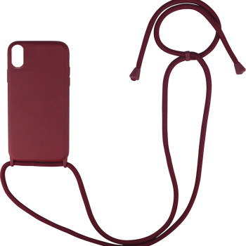 Θήκη Σιλικόνης με Λουράκι για iPhone X / XS - Χρώμα: Μπορντό Θήκη Σιλικόνης με Λουράκι για iPhone X / XS - Χρώμα: Μπορντό