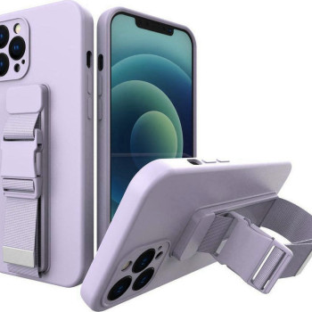 Θήκη Σιλικόνης Πλάτης με Ζώνη για iPhone 11 Pro Max - Χρώμα: Λιλά Θήκη Σιλικόνης Πλάτης με Ζώνη για iPhone 11 Pro Max - Χρώμα: Λιλά