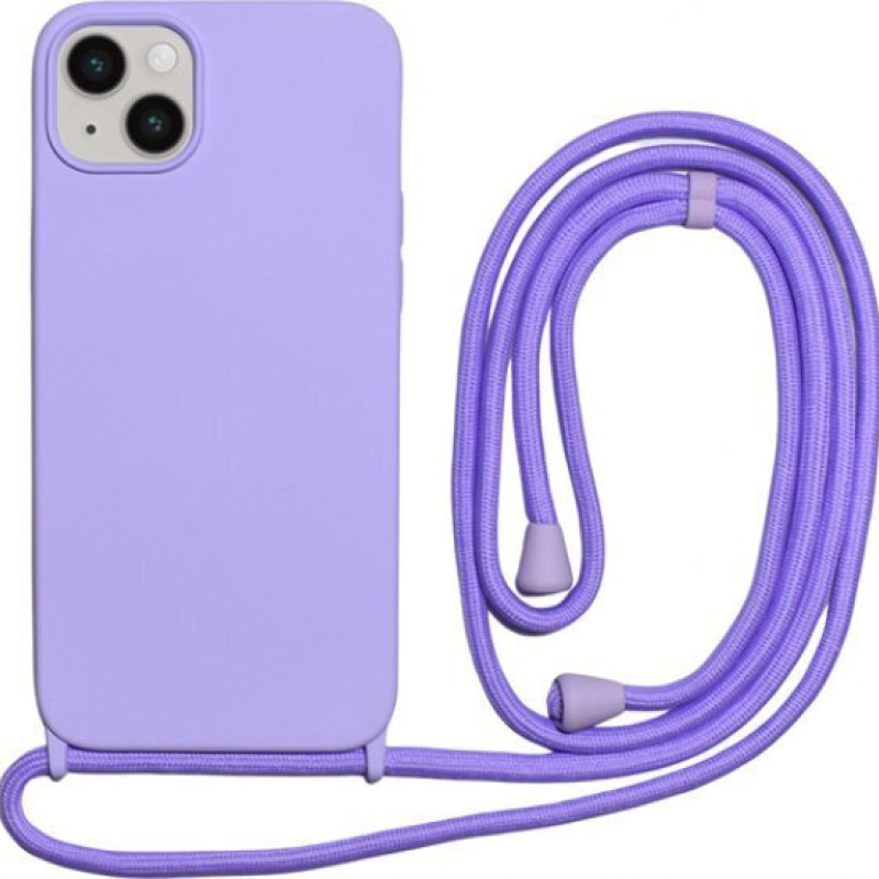 Θήκη Σιλικόνης με Λουράκι για Apple iPhone 14 Pro - Χρώμα: Λιλά