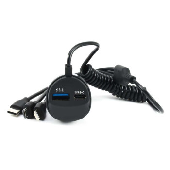 Andowl Q-C70 Φορτιστής Αυτοκινήτου Γρήγορης Φόρτισης με Θύρες: 1xUSB 1xType-C - Χρώμα: Μαύρο