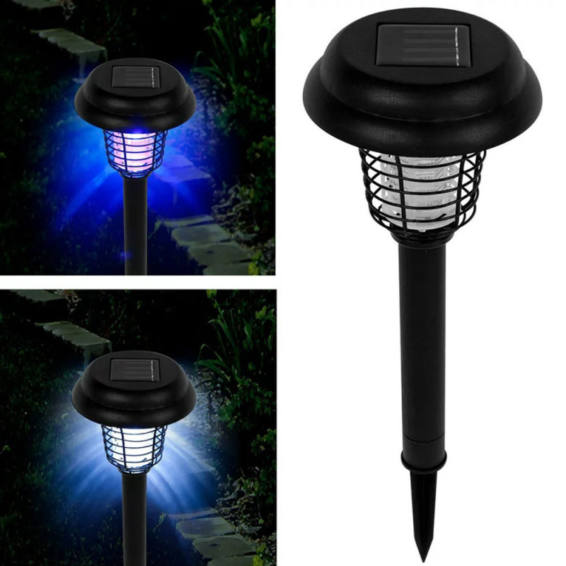 LED Ηλιακό Καρφωτό Φωτιστικό & Εντομοπαγίδα 2 σε 1 Solar Bug Zapper - Χρώμα: Μαύρο