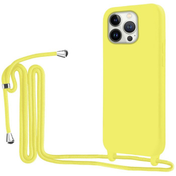 Θήκη Πλάτης Σιλικόνης με Λουράκι για iPhone 15 Pro Max - Χρώμα: Κίτρινο Θήκη Πλάτης Σιλικόνης με Λουράκι για iPhone 15 Pro Max - Χρώμα: Κίτρινο