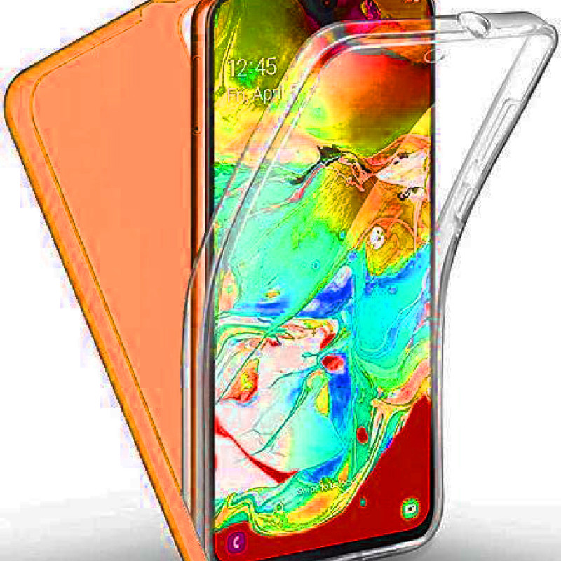 Θήκη Μπρος/Πίσω 360° για Huawei P40 Lite E - Χρώμα: Πορτοκαλί